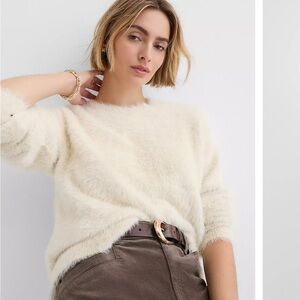 LOFT Fuzzy Knit Cream Sweater, XL, worn just once with detached tags.
